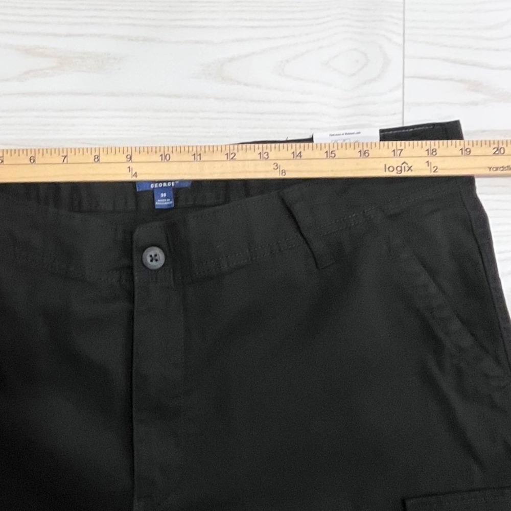 George Cargo Shorts Mens 38 Black 10" Inseam Cotton Stretch Utility Gorpcore - Picture 6 of 8